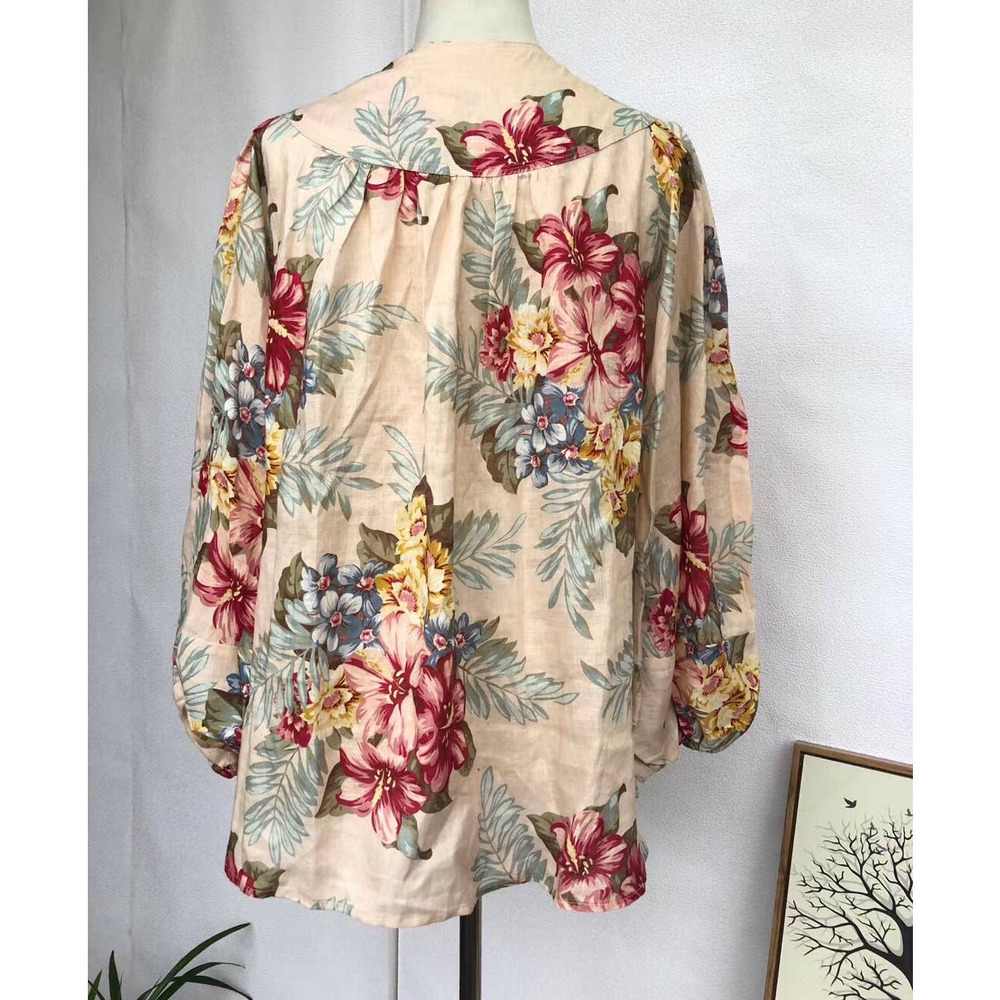 NWT Zimmerman kali hibiscus linen blouse size 1